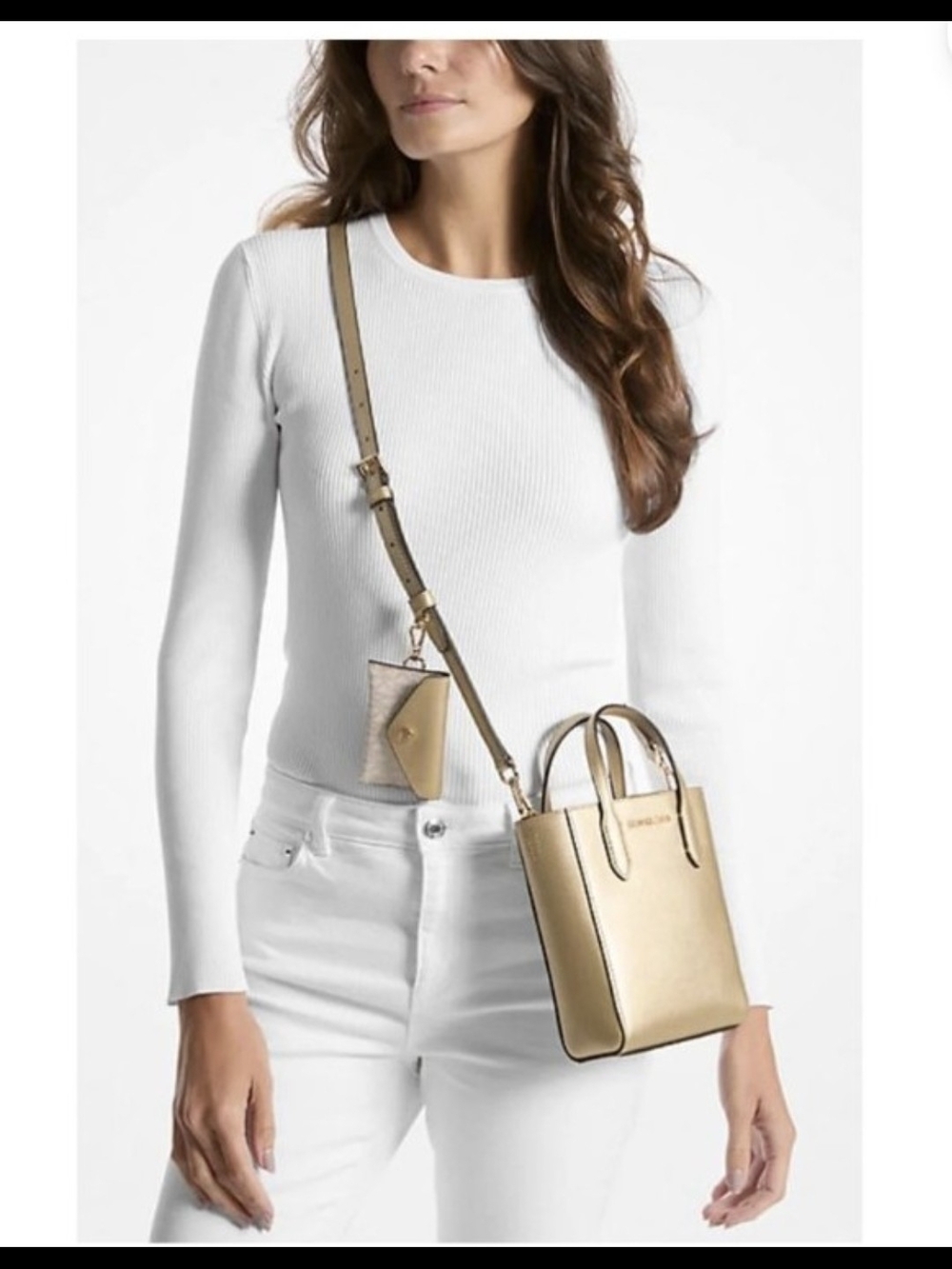 Michael Kors Metallic Gold Mini Tote Crossbody